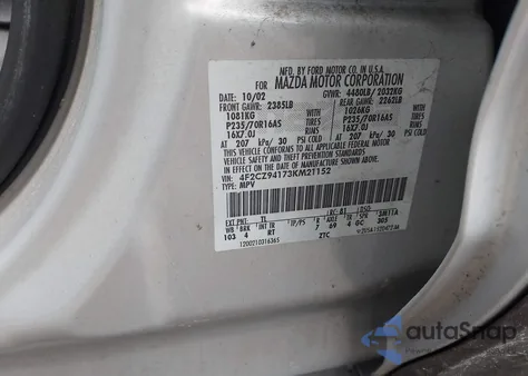 2003 Mazda Tribute Lx V6 из США, поврежденный, VIN 4F2CZ94173KM21152